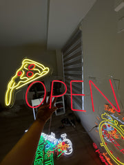 Open sign with Pizza Slice Neon Sign