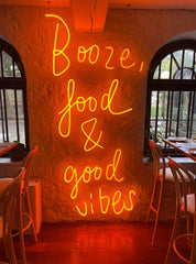 Booze Food & Good Vibes Neon Sign